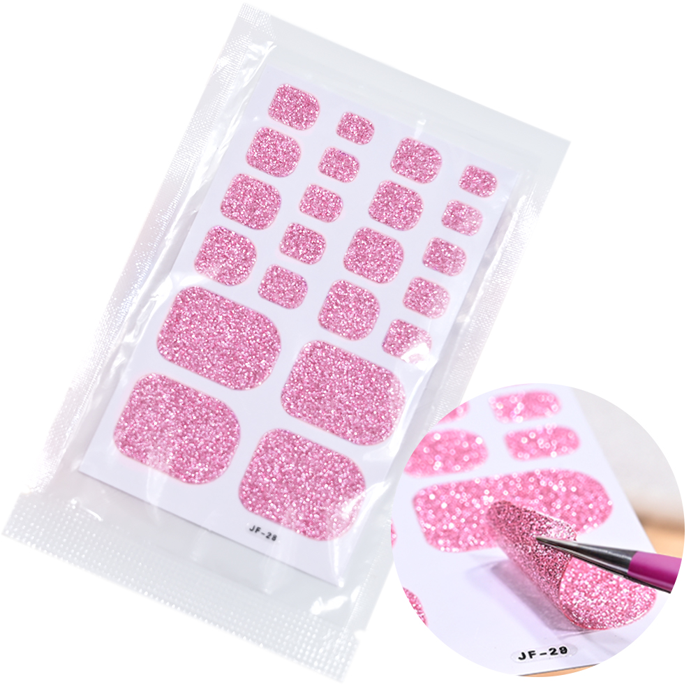22팁스 핑크 글리터 발톱 스티커 랩 풀커버 접착 데칼 - Full Cover Adhesive 리뷰 및 가격